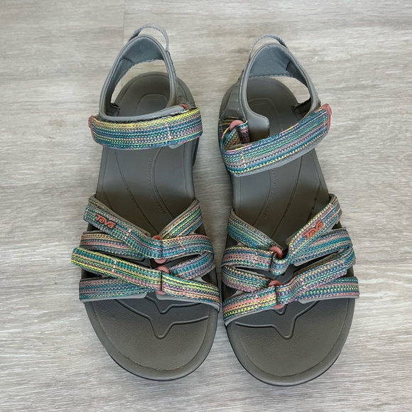Teva Tierra Gray Sandals with Multicolor Woven Adjustable Straps Women 8 EU 39 - Picture 3 of 6